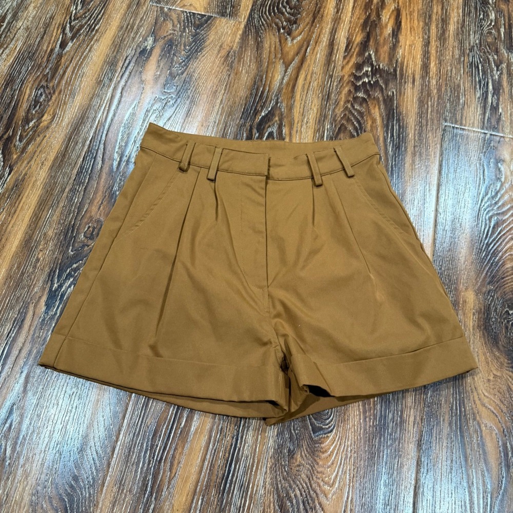 Blue Rain S Pleated Shorts Womens Camel Brown High Waist Cuffed MC2962P-2FR